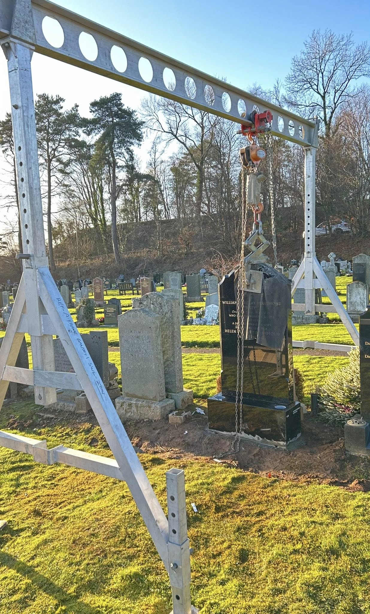 Careful and professional care when placing headstones - Ayrshire Memorials Ltd